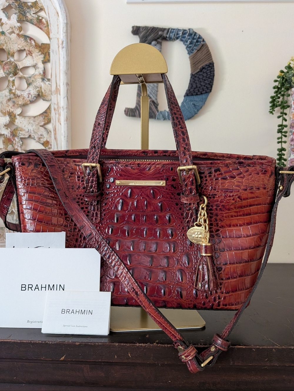 Brahmin Mini Asher Satchel in Pecan Melbourne – Rare Find! NWT